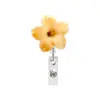 Porta-credencial acrílico retráctil giratorio de flor de orquídea, fácil de jalar, para personal médico, clip para credencial, hebilla de fácil extracción, regalo