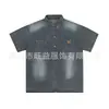 2026 Marca de Moda Estilo Coreano Nicho Retro Camisa de Mezclilla Lavada de Manga Corta para Hombre Verano Nuevo Holgado Casual
