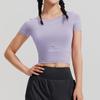 Roupas de ioga femininas verão justas emagrecimento umbigo exposto sexy manga curta camiseta corrida esportes treinamento profissional fitness top