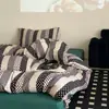 Estilo Japonés Retro Pequeño Lazo Floral Algodón Grado A Algodón Tianzhu Juego de Cuatro Piezas Bebé Color Piel Gorro de Cama de Punto de Algodón