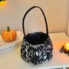 Bolsa de dulces bordada a mano de Halloween, accesorios de decoración navideña para niños, cubo de linterna de calabaza para festival de fantasmas, dulces de Halloween