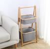 Cesta de Lavandería de Tela de Bambú para Hogar y Hotel, Cesta Plegable para Ropa Sucia, Cesta de Ropa Sucia por Clasificación, Estante de Almacenamiento de Bambú