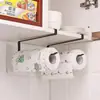 Soporte para Papel de Cocina Colgador de Papel Debajo del Gabinete Estante Colgador de Papel Almacenamiento de Film Transparente Uso en Casa Perforador de Papel en Rollo Barra Colgadora de Trapos Perezosos