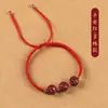Pulsera Roja de Hilo para Mujer con Amuleto en Forma de Corazón de Cinabrio y Jade Hetian, Pulsera Tejida para el Examen de Admisión a la Universidad