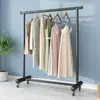 Estante de Exhibición para Tienda de Ropa Color Crema, Perchero de Pie para Ropa, Perchero para Balcón de Hotel, Secador Espesado para Dormitorio con Ruedas
