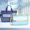 Bolsa de Mão Transparente com Tela na Cor Dopamina, Bolsa de Armazenamento de Livros para Estudantes com Aparência Sofisticada, Bolsa de Ombro com Armazenamento Classificado de 5 Camadas