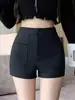 Pantalones Cortos de Traje Negros para Mujer Otoño e Invierno 2023 Nuevos Sexy Chicas Calientes Cintura Alta Envolvente de Cadera Pantalones de Abrigo Pierna Ancha Pantalones de Bota