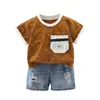 Conjunto de Verano para Niños 2026 Estilo Nuevo Bebé Niños Estampado Completo Dibujos Animados Manga Corta Conjunto de Dos Piezas Ropa Casual Ropa para Niños