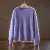 Top de Lã Cashmere Nobre Tricotado Suéter de Lã Fofa Leite Suéter de Lã Escovada Fofa Tricô Quente Suave Feminino Outono Inverno