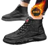 Sapatos de Algodão Quentes de Cano Alto para Inverno para Homens, Sapatos Antiderrapantes para Exterior, Sapatos Casuais de Couro Aveludado Espessado para Homens, Sapatos de Tamanho Grande para Venda Transfronteiriça