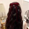 Color Rojo y Negro Tiara de Lazo para Niña de Corea del Sur Pinza para el Cabello Cinta Larga Anillo para el Cabello de Terciopelo Cuerda para el Cabello Infantil Pinza para el Cabello