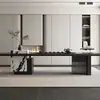 Mesa de Isla y Sillas Modernas Minimalistas de Lujo Ligero, Mesa de Centro de Pizarra de Madera Maciza de Tablero Grande Estilo Chino de Diseñador de Gama Alta