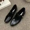 Zapatos de tacón bajo retro de estilo coreano para mujer con punta cuadrada y diseño poco profundo, nuevos zapatos Mary Jane de felpa de suela plana elegantes, versión coreana, invierno 2024