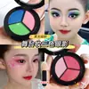 Sombra de Ojos de Colores Maquillaje Escénico para Estudiantes Azul Verde Morado Especial Paleta de Sombras de Ojos Tricolor Perlada Maquillaje Brillante para Actuaciones