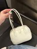 Bolsa Feminina de Couro Legítimo Togo Camada Superior Bowling Bowling Alça de Ombro Longa Design de Nicho Bolsa de Axila para Mulheres Bolsa Feminina Tiracolo de Ombro Único para Mulheres