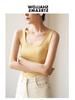 Chaleco amarillo de cuello cuadrado francés adelgazante de corte entallado con tirantes para mujer, de verano, de punto fino, de seda helada, sin mangas, con parte interior en la espalda.