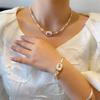 Colar de pérolas verdadeiras de água doce alienígena barroco natural com rosas, pulseira da moda, conjunto de joias vintage e decoração