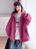Jaqueta corta-vento com capuz para meninas, estilo primavera e outono, novo estilo 2026, jaqueta casual para crianças de tamanho médio e grande, estilo coreano, solta, jaqueta versátil, outono