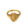 Anillo Abierto de Retrato Dorado 18K Retro Transfronterizo Europeo y Americano Anillo de Articulación Ajustable Anillo de Moda Apilable Decoración