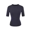 Camiseta Tendência de Influenciador Gola Redonda Slim Fit Valoriza a Silhueta Manga Média Doce e Picante Casual Versátil Camisa Base Top Interno