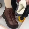 Botas de Nieve de Cuero Suave con Suela Blanda para Mujer Versátiles Moda Primavera/Otoño 2026 Botines Cálidos de Algodón con Peluche Suela Gruesa Botas de Algodón