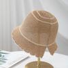 Gorro de punto para mujer, de verano, de doble línea, hueco, de pescador, 2025, nuevo gorro de lana de punto para el rostro, pequeño, moderno.