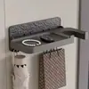Suporte de Armazenamento para Secador de Cabelo Prateleira de Armazenamento Plástico Multiuso Sem Furos Banheiro Secador de Cabelo Banheiro Montado na Parede Rack
