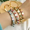 Pulseira Feminina de Luxo Transfronteiriça Incrustada com Zircônia Redonda Verde Rosa Aço Inoxidável Pulseira de Zircônia Joia Moda Nova