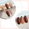 Pegatinas de Uñas Europeas y Americanas Transfronterizas Usables, Pegatinas de Uñas Usables Marrones Simples y Elegantes, Caja de 24 Piezas al por Mayor