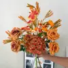 Flores Artificiais Laranja para Decoração de Arranjo de Flores para Sala de Estar de Casa Acessórios para Buquê de Casamento Hotel Decoração Suave Arranjo de Flores Artificiais Atacado