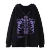 Aliexpress Transfronterizo Producto Nuevo en Stock Sudadera con Capucha y Cremallera de Alas de Calavera para Mujer Estilo Coreano Aterciopelada Gruesa Holgada Deportiva