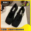 Zapatos Mary Jane Peludos Grises para Mujer, Nuevo Estilo de Ropa Exterior de Invierno, Zapatos de Lana Retro Franceses de Tacón Grueso, Zapatos de Terciopelo de Tacón Alto para Mujer