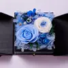 Caixa de Presente de Luxo com Flores Preservadas Transfronteiriça, Caixa de Joias Dupla Porta Estilo Gaveta com Flor de Rosa, Presente de Dia dos Namorados e Dia das Mães