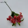 Flor Artificial 3D Lírio de Três Cabeças Filme de Impressão Flor Falsa Decoração de Casamento Buquê Enfeites para Sala de Estar de Casa Adereços para Fotos