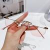 Nuevos Lentes Frameless Antiluz Azul Rosados para Mujer de Aspecto Sencillo Modernos Degradados Rosados Celebrados en Internet Explosiones en Vivo Lentes Planos