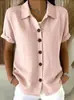 Camisa casual de manga corta de color liso con cuello y botones, cómoda, holgada, transfronteriza europea y americana, 2026 Amazon primavera/verano