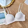 Sutiã Vintage Personalizado com Renda de Contraste e Bolinhas para Seios Pequenos, Push-Up, Suporte Lateral para os Seios, Sutiã Anti-Queda