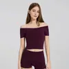 Top de Yoga con Escote de Una Línea tipo Nube, Mangas Cortas y Almohadillas en el Pecho, Sujetador Deportivo Transpirable de Secado Rápido para Correr, Top de Fitness para Usar como Ropa Exterior
