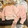 Conjunto de ropa interior de otoño e invierno para bebés y niños pequeños, conjunto para proteger la barriga y abrigar al bebé, ropa cálida con forro polar para primavera y otoño para bebés y niños pequeños