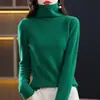 Suéter de lana 100% pura para mujer para otoño e invierno, con diseño de cuello alto, corte ajustado y longitud corta, perfecto como capa base