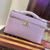 Nuevo Modelo 19 Bolsa Lonchera con Hebilla Dorada y Patrón de Avestruz, Bolso de Mano Tipo Kelly de Cuero Genuino, Mismo Estilo que Gigi, Bolso Cruzado Simple de Hombro para Mujer