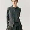 Cárdigan de Cachemir con Adornos de Diamantes para Mujer 2025 Nuevo Estilo Otoño e Invierno Chaqueta de Punto Simple y Versátil Suéter de Cuello Redondo