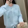 Nuevo Cárdigan de Punto para Primavera y Otoño Abrigo Suéter para Mujer Suéter Lindo Estilo Universitario Top de Encaje con Lazo para Mujer