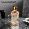 Celebridad de Internet Oso Violento Vaso de Vidrio Transparente para el Hogar de Gran Capacidad con Tapa y Asa Taza de Chica de Aspecto Elegante