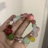 Doce e Ácido~Pulseira de Maçã com Contas de Cristal Coloridas Feita à Mão para Mulheres, Design Único e Exquisito, Pulseira de Verão, Joia da Moda