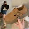 Zapatos Birkenstock gruesos estilo Hong Kong retro para mujer, nuevos zapatos slip-on retro 2026 para otoño que aumentan la altura, zapatos casuales versátiles
