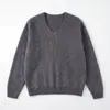 Suéter de Punto Cepillado de Cachemira Perezoso para Mujer Tejido de una Sola Pieza sin Costuras Cuello en V Ropa para Vestir en Capas de Principios de Otoño Ropa Interior Base de Lana