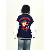 51 Hip Hop Retro Americano Manzana Terciopelo Chaqueta de Béisbol Marca de Moda para Mujer Estilo Universitario Holgada Casual Ropa Exterior para Pareja