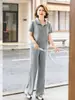 Traje Deportivo Casual de Verano para Mamá de Mediana Edad 2026 Nuevo Día de la Madre Conjunto de Dos Piezas con Solapa para Mujeres de Mediana Edad y Mayores