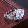 Desejo Anel de Princesa Europeu e Americano Mais Vendido com Diamante Simulado Folhas Noivado Aliança de Casamento Joias Atacado